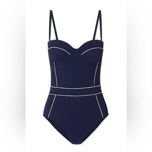 TORY BURCH LIPSI CONTRAST-TRIM ONE-PIECE BEST UNDERWIRE SWIMSUIT Size Medium